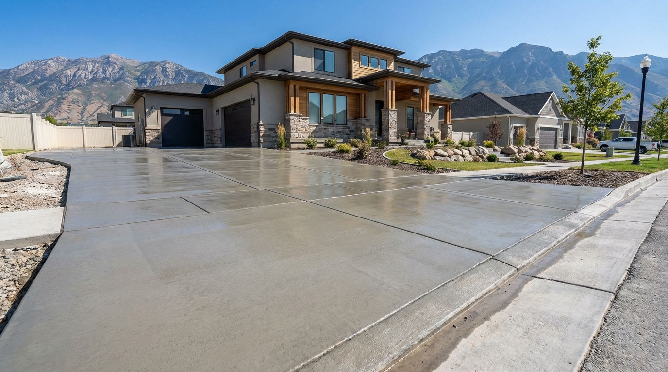 Professional concrete driveway in Utah County