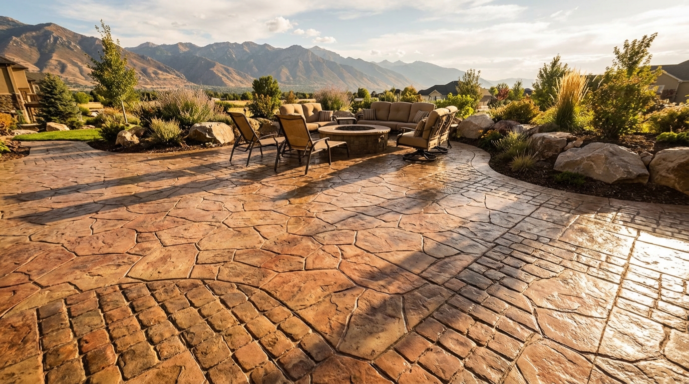 Decorative stamped concrete in Utah County
